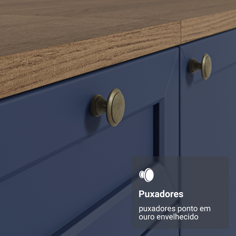Armário de Cozinha Completa 270 cm Rustic/Azul Vik Madesa 04