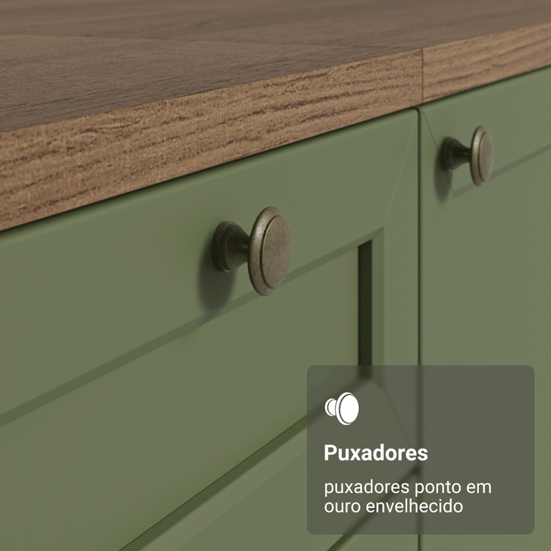 Armário de Cozinha Completa 270 cm Rustic/Verde Vik Madesa 04