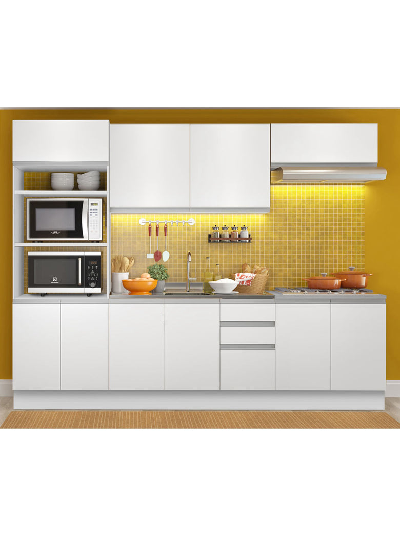 Armário de Cozinha Completa 270cm Branco Viena Madesa 02