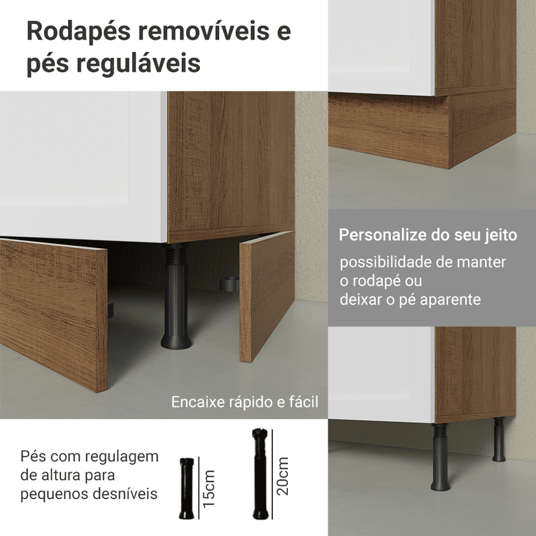 Armário de Cozinha Completa 180 cm Rustic/Branco Vik Madesa 05