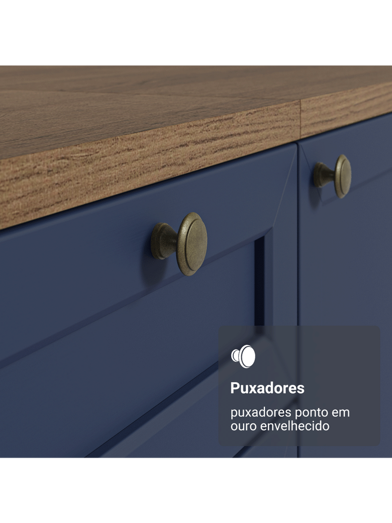 Armário de Cozinha Completa 180 cm Rustic/Azul Vik Madesa 05