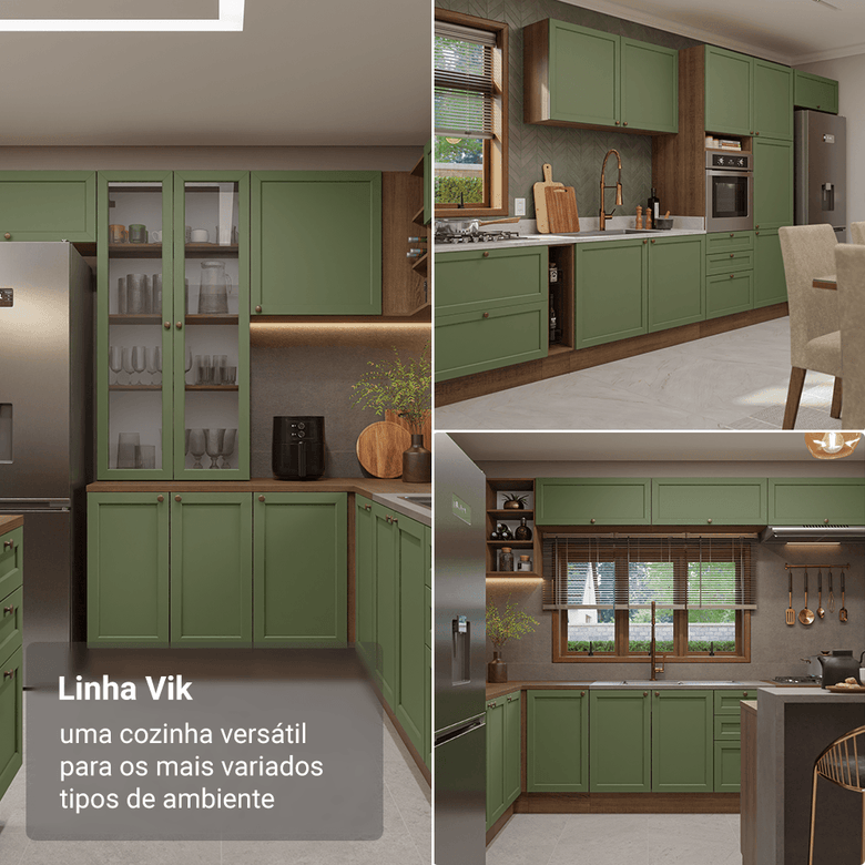 Armário de Cozinha Completa 180 cm Rustic/Verde Vik Madesa 05