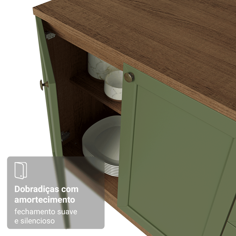 Armário de Cozinha Completa 180 cm Rustic/Verde Vik Madesa 05