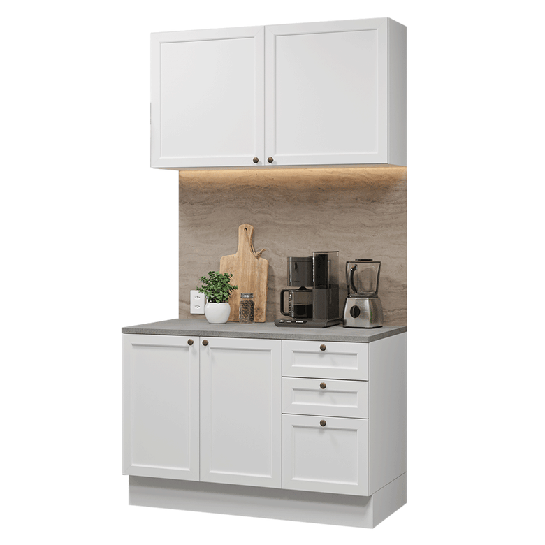 Armário de Cozinha Compacta 120 cm Branco Vik Madesa 01