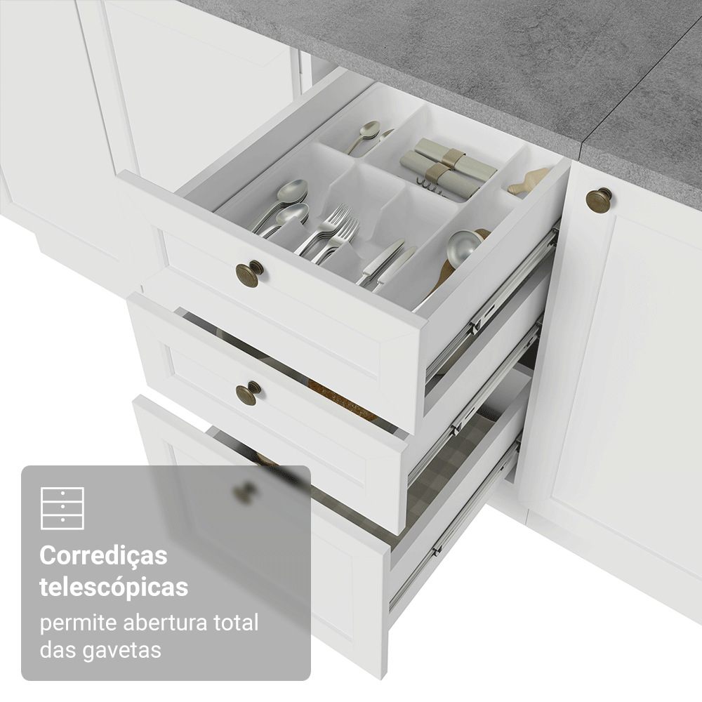 Armário de Cozinha Compacta 120 cm Branco Vik Madesa 01