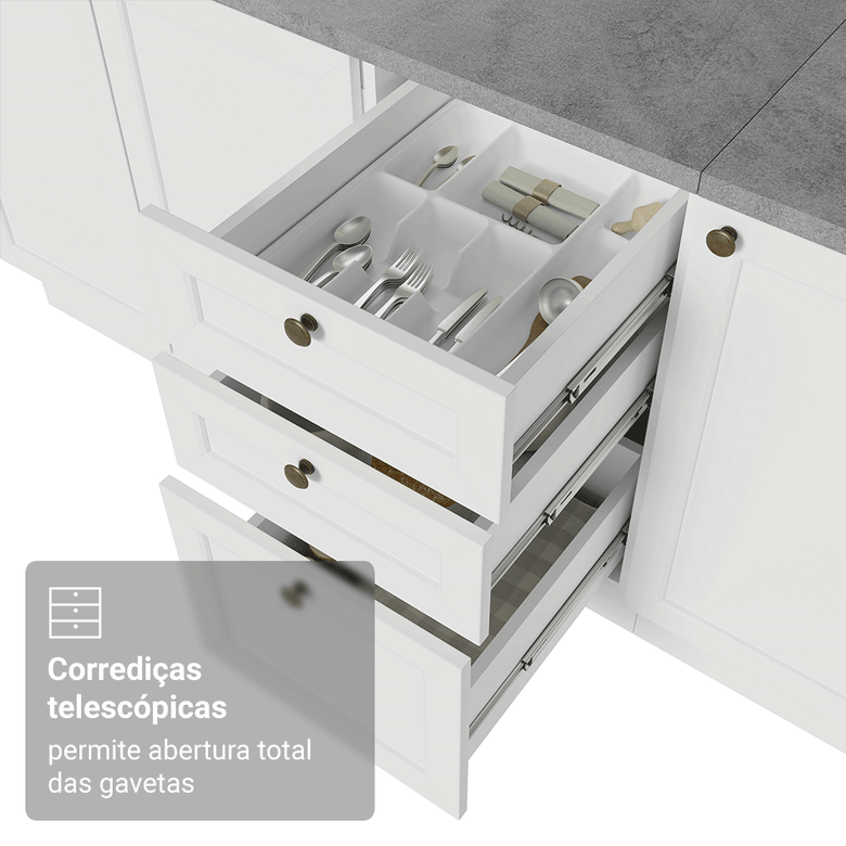 Armário de Cozinha Compacta 120 cm Branco Vik Madesa 01