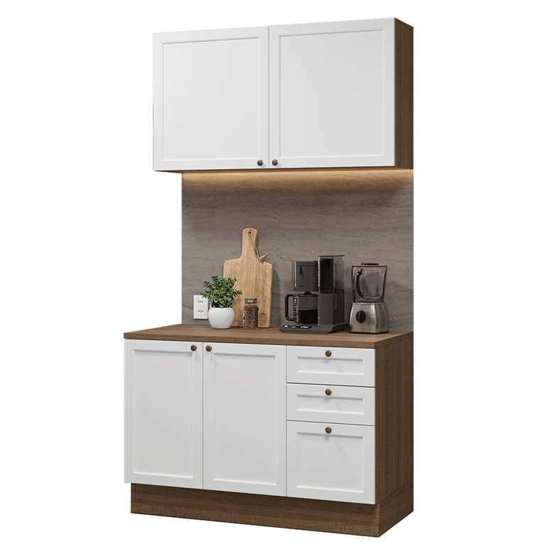 Armário de Cozinha Compacta 120 cm Rustic/Branco Vik Madesa 01
