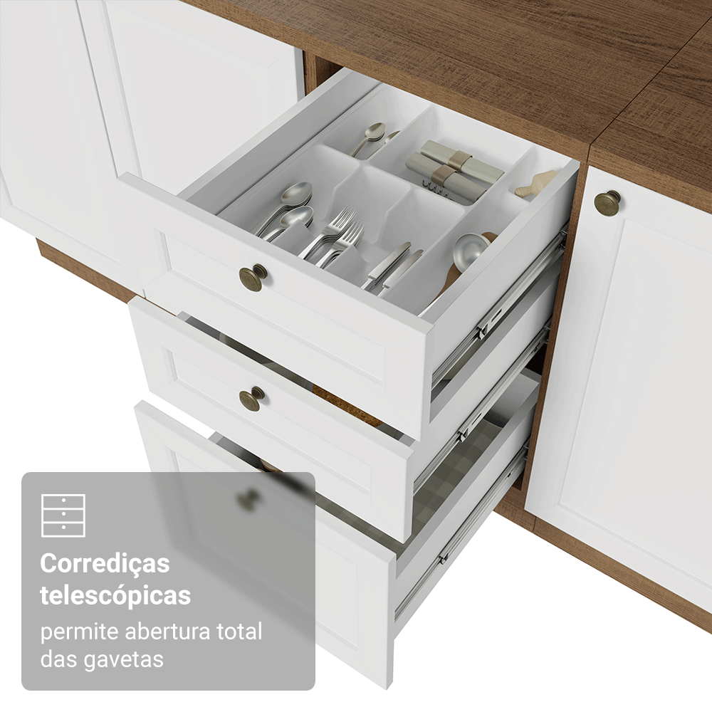 Armário de Cozinha Compacta 120 cm Rustic/Branco Vik Madesa 01