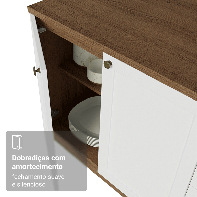 Armário de Cozinha Compacta 120 cm Rustic/Branco Vik Madesa 01
