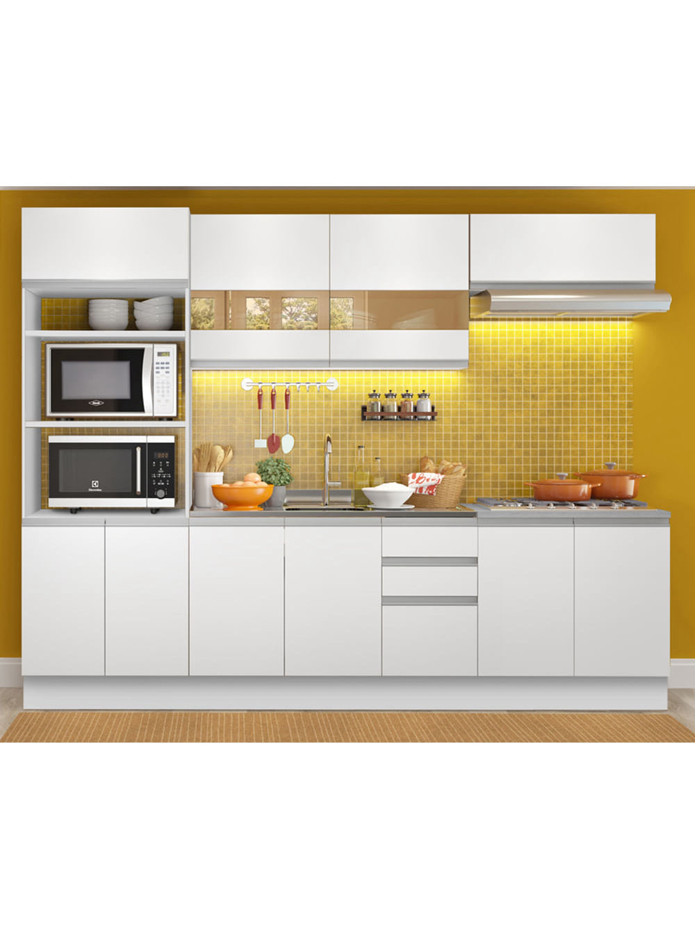 Armário de Cozinha Completa 270cm Branco Atenas Madesa 03 - Branco