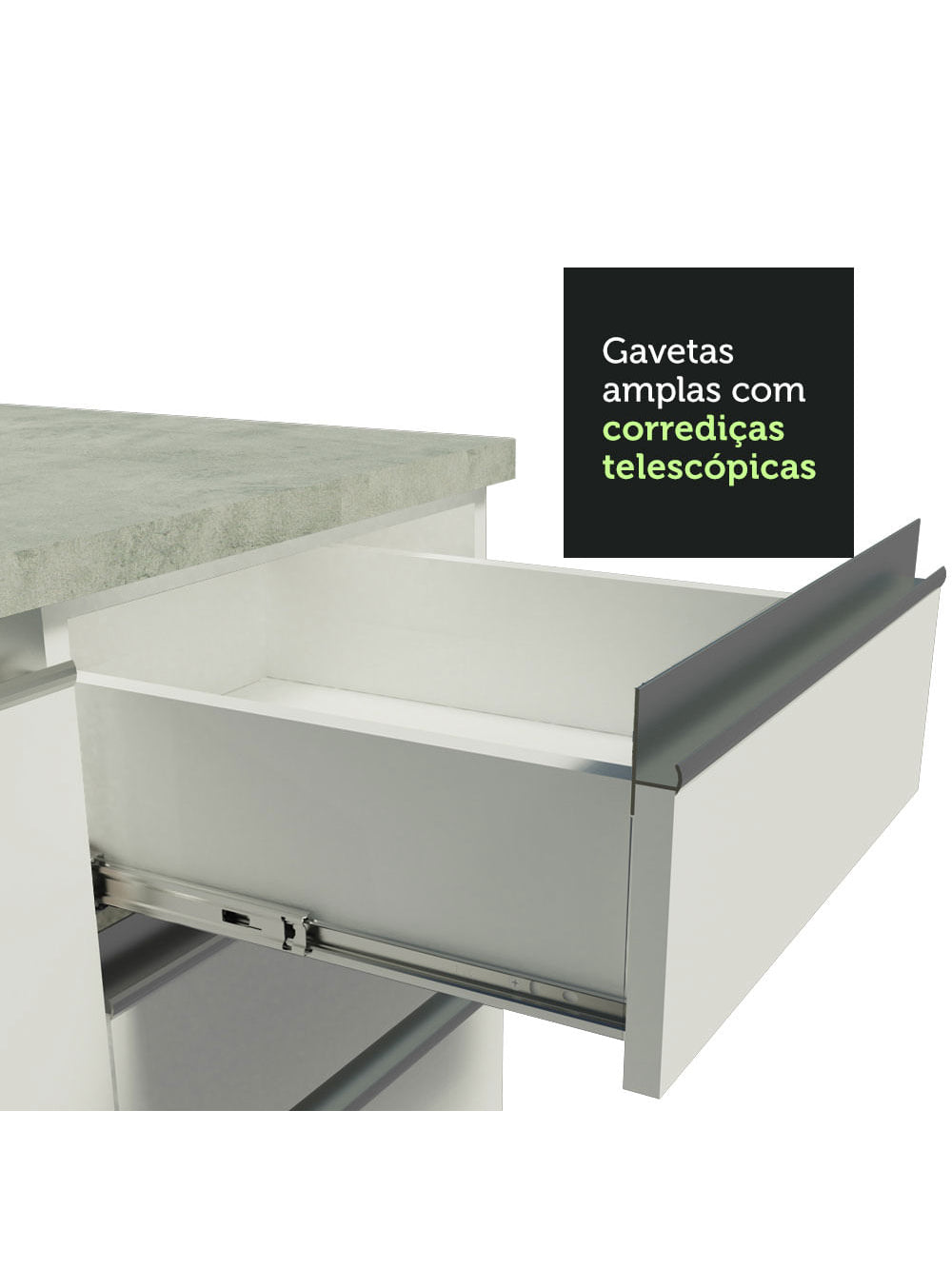 Armário de Cozinha Completa 270cm Branco Atenas Madesa 03