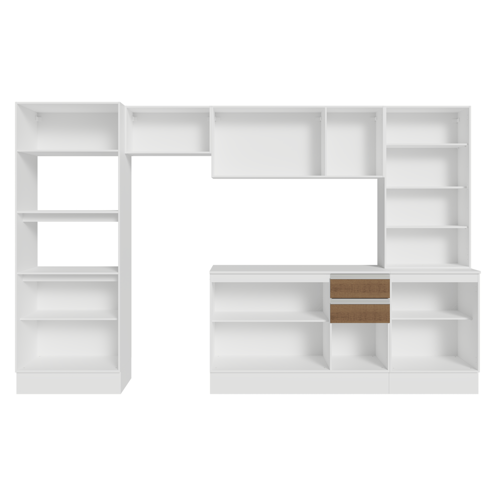 Armário de Cozinha Completa 100% MDF 310 cm Branco/Rustic/Crema Smart Madesa 04
