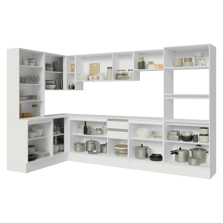 Armário de Cozinha Completa de Canto 100% MDF 447 cm Branco Smart Madesa 02