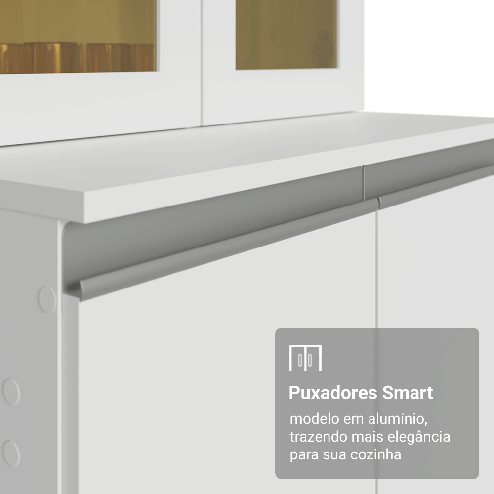Armário de Cozinha Completa de Canto 100% MDF 447 cm Branco Smart Madesa 02