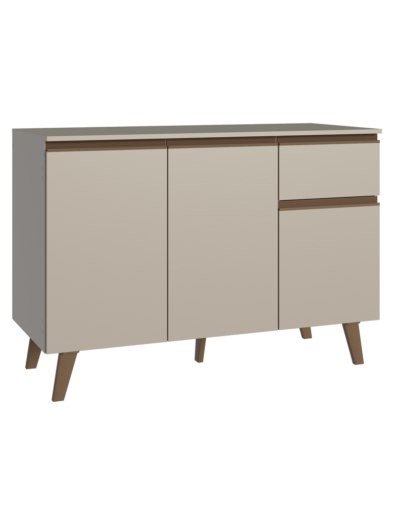 Balcão de Cozinha 120 cm 3 Portas 1 Gaveta Com Pés Crema Nice Madesa