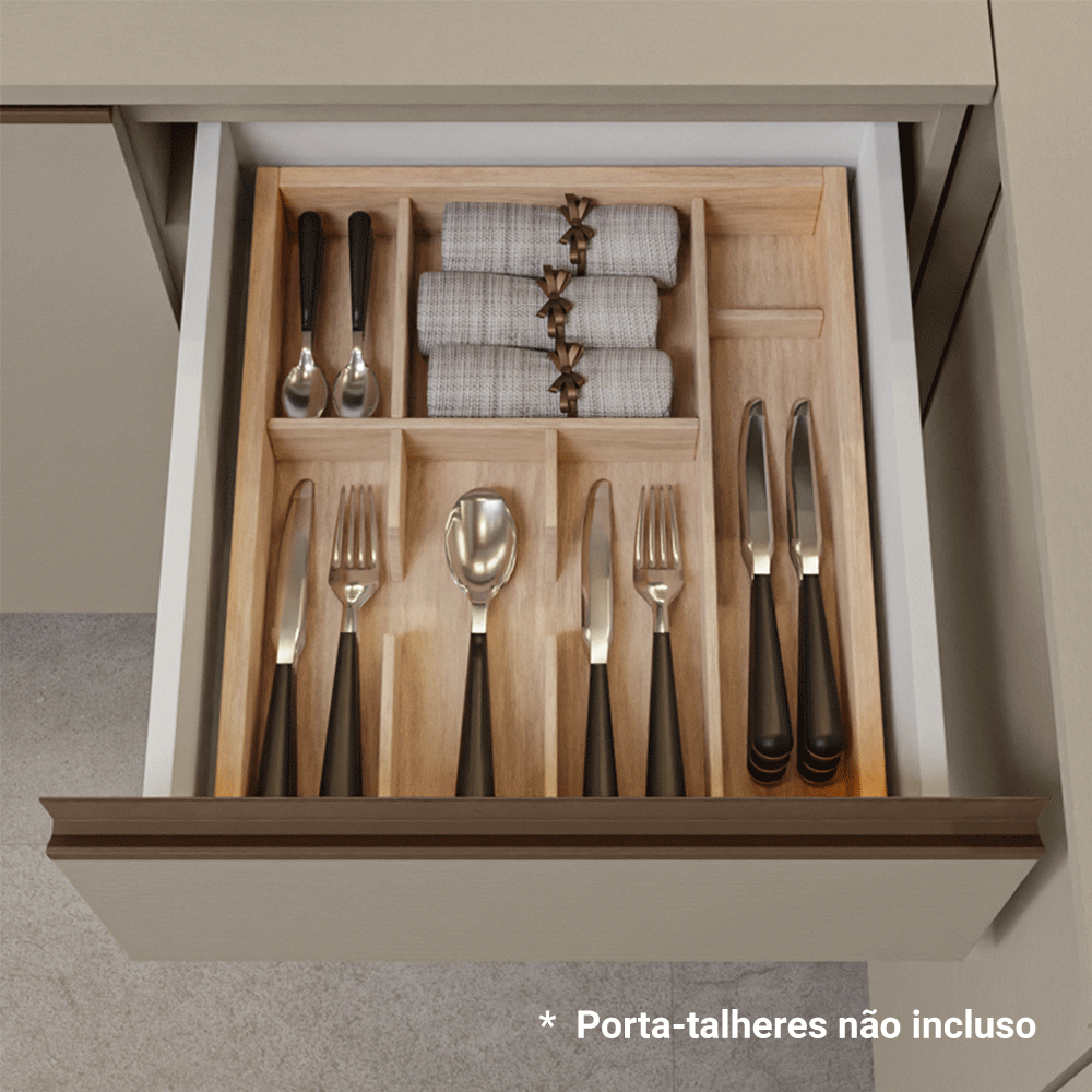 Balcão de Cozinha 120 cm 3 Portas 1 Gaveta Com Pés Crema Nice Madesa
