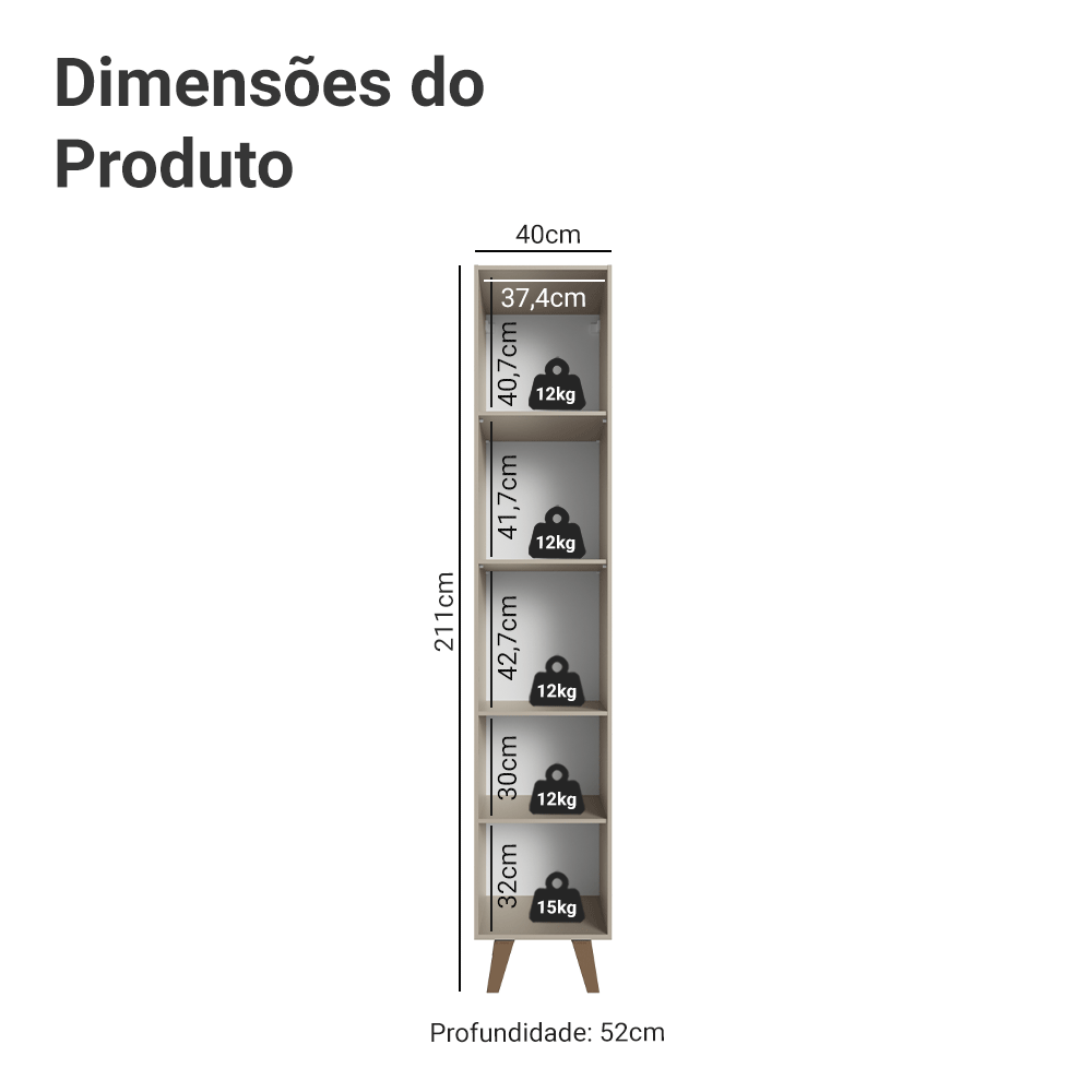 Paneleiro 40 cm 2 Portas Com Pés Crema Nice Madesa - Crema