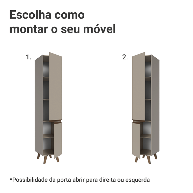 Paneleiro 40 cm 2 Portas Com Pés Crema Nice Madesa