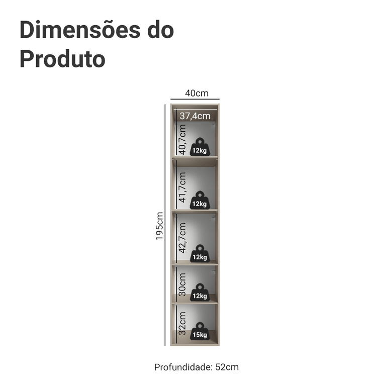 Paneleiro 40 cm 2 Portas Suspenso Crema Nice Madesa