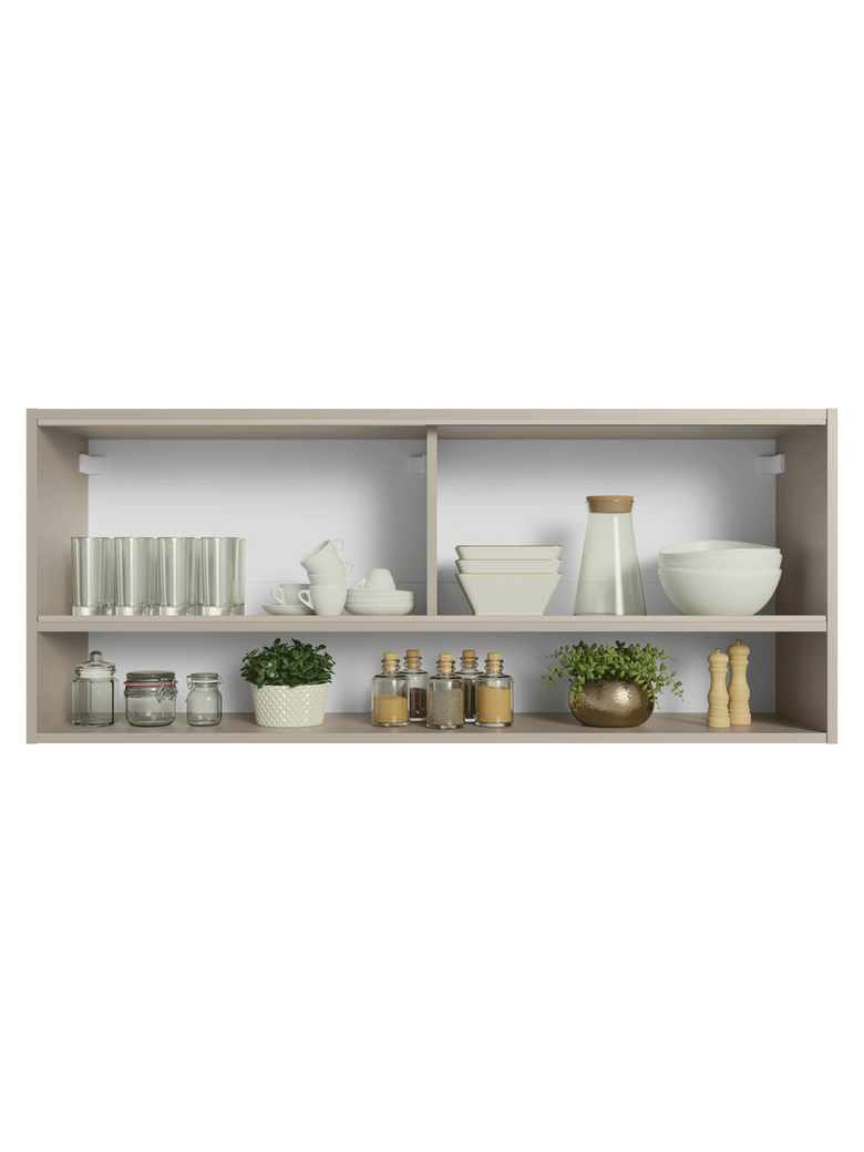 Armário Aéreo 2 Portas de Correr de Vidro Reflex e 1 Nicho Crema Nice Madesa