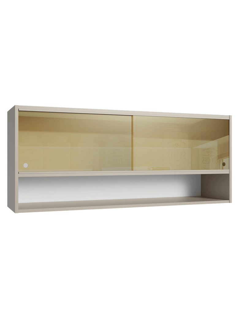 Armário Aéreo 2 Portas de Correr de Vidro Reflex e 1 Nicho Crema Nice Madesa