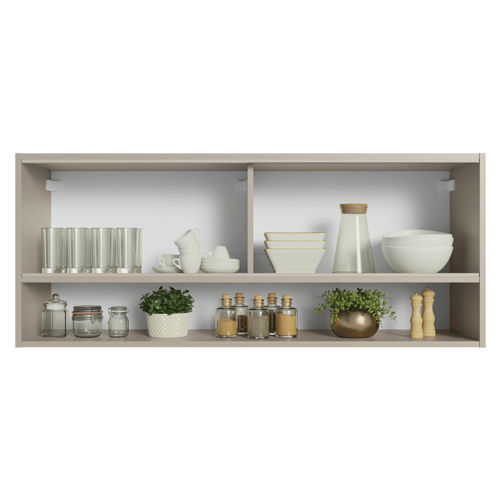 Armário Aéreo 2 Portas de Correr de Vidro Pontilhado e 1 Nicho Crema Nice Madesa