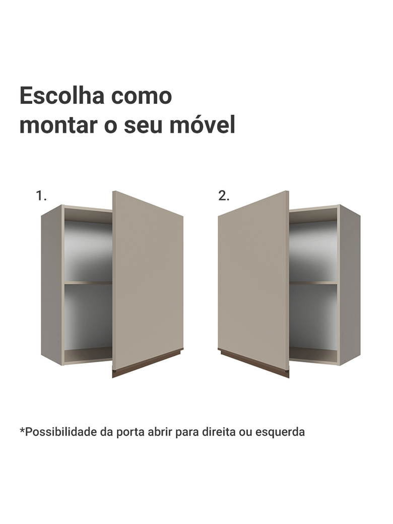 Armário Aéreo 60 cm 1 Porta Crema Nice Madesa