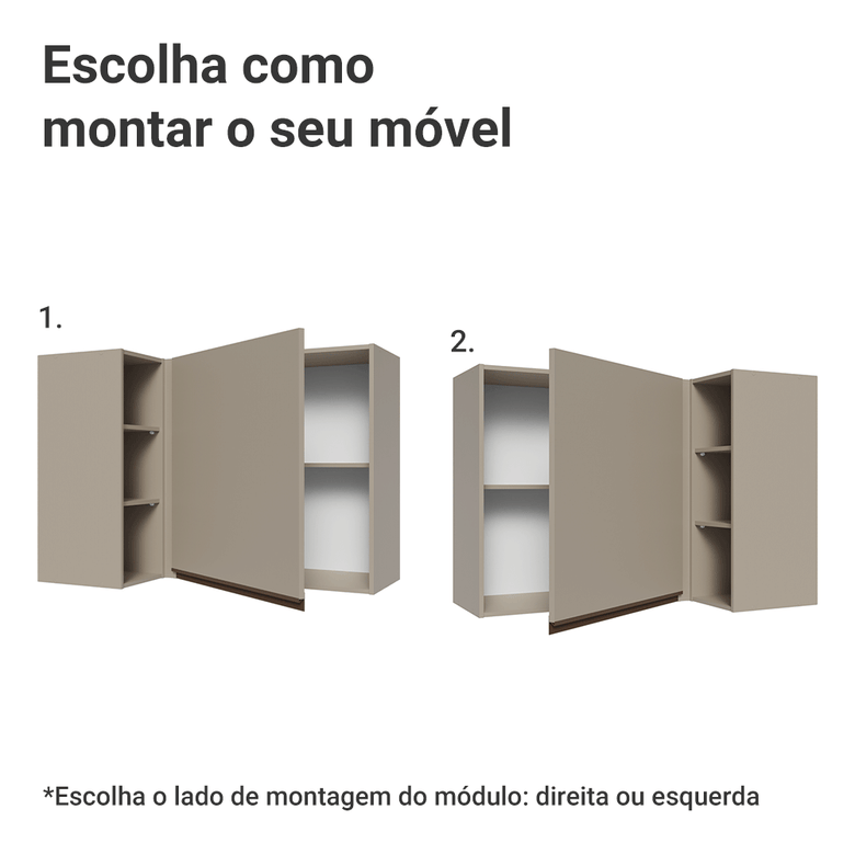 Armário Aéreo de Canto 1 Porta e Adega Crema Nice Madesa