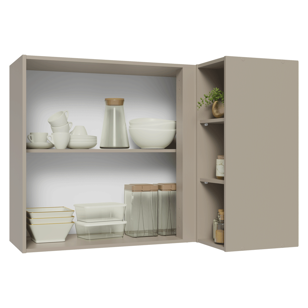 Armário Aéreo de Canto 1 Porta e Adega Crema Nice Madesa