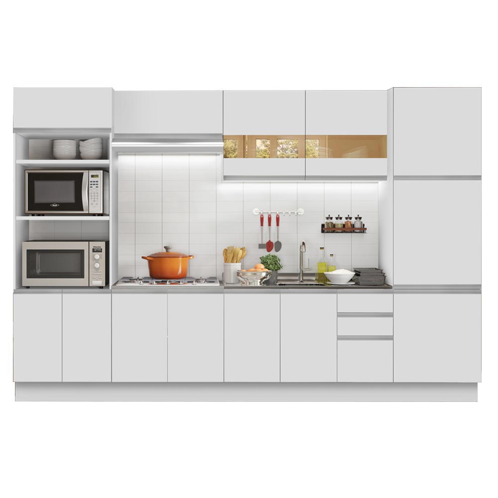 Armário de Cozinha Completa 330cm Branco Roma Madesa 01 - Branco