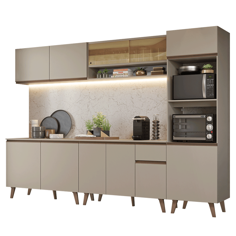 Armário de Cozinha Completa 300 cm Crema Nice Madesa 02