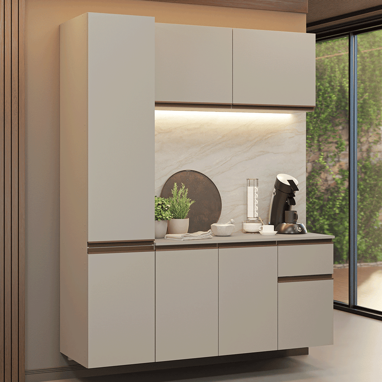 Armário de Cozinha Compacta 160 cm Suspenso Crema Nice Madesa 02