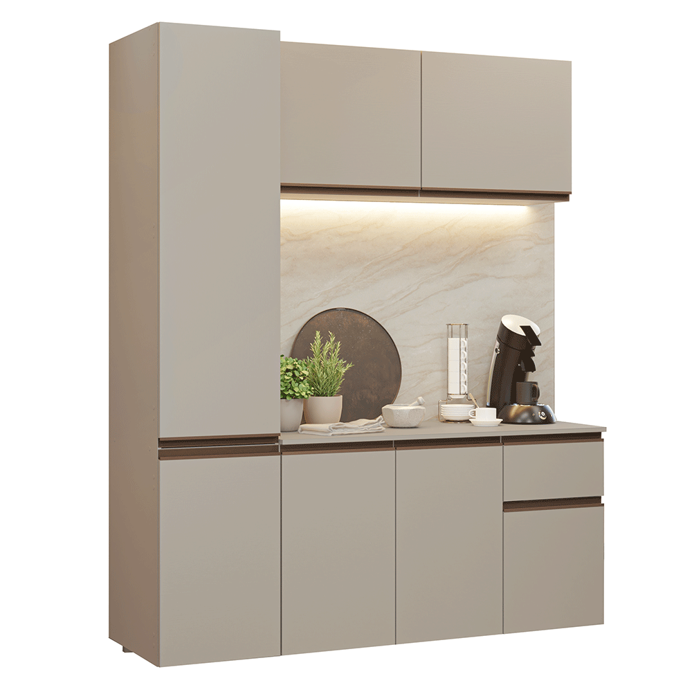 Armário de Cozinha Compacta 160 cm Suspenso Crema Nice Madesa 02 - Crema