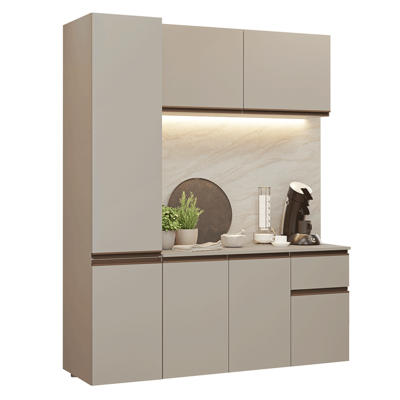 Armário de Cozinha Compacta 160 cm Suspenso Crema Nice Madesa 02