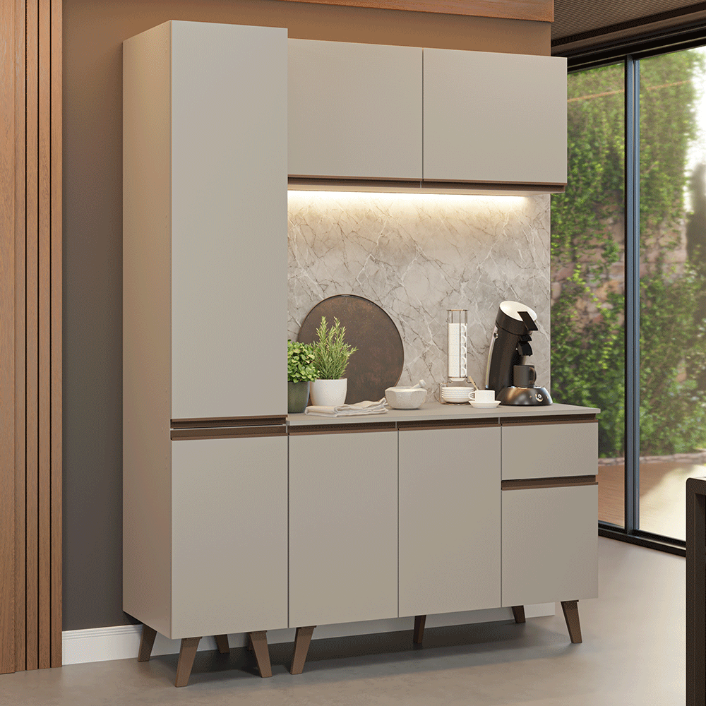 Armário de Cozinha Compacta 160 cm Crema Nice Madesa 01 - Crema