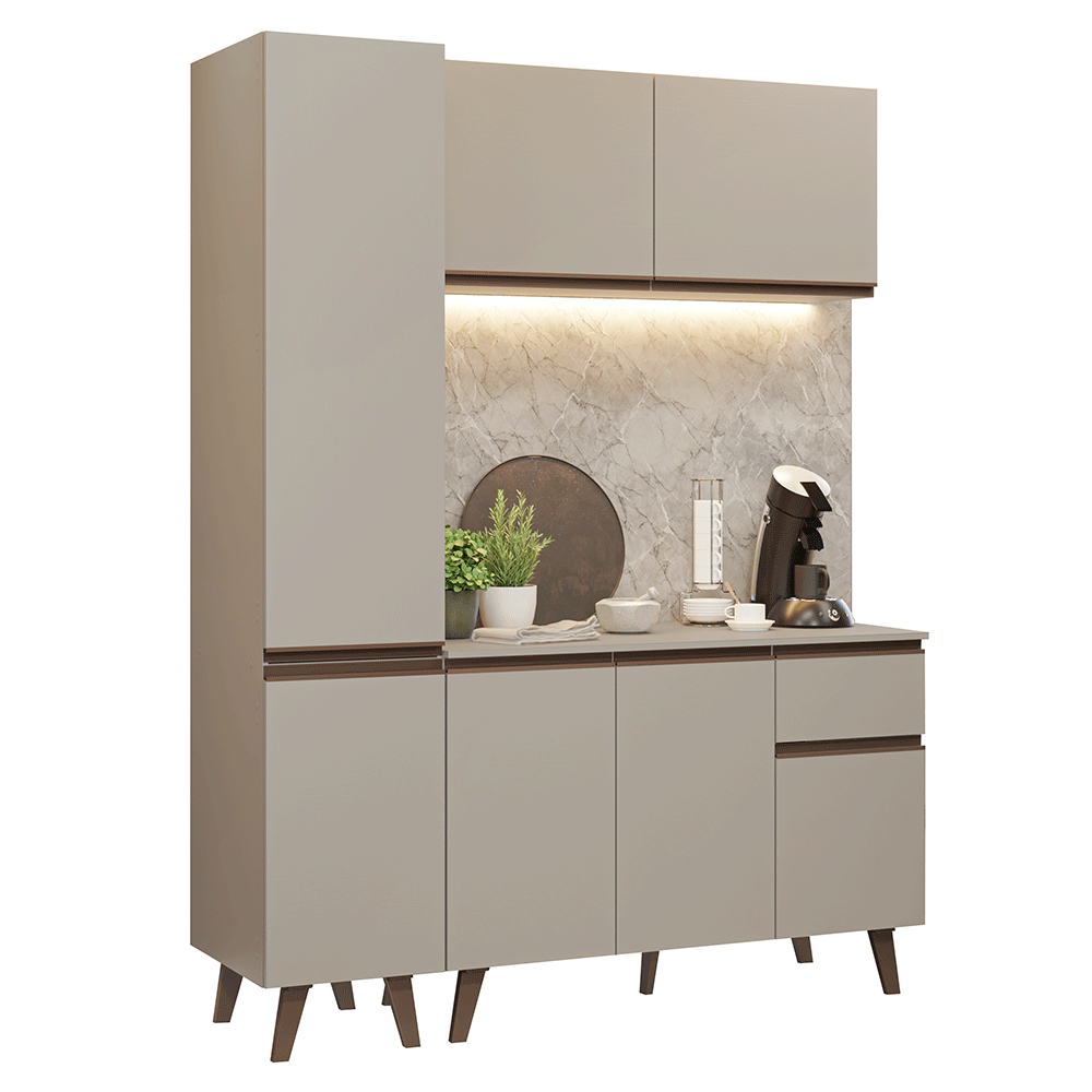 Armário de Cozinha Compacta 160 cm Crema Nice Madesa 01 - Crema