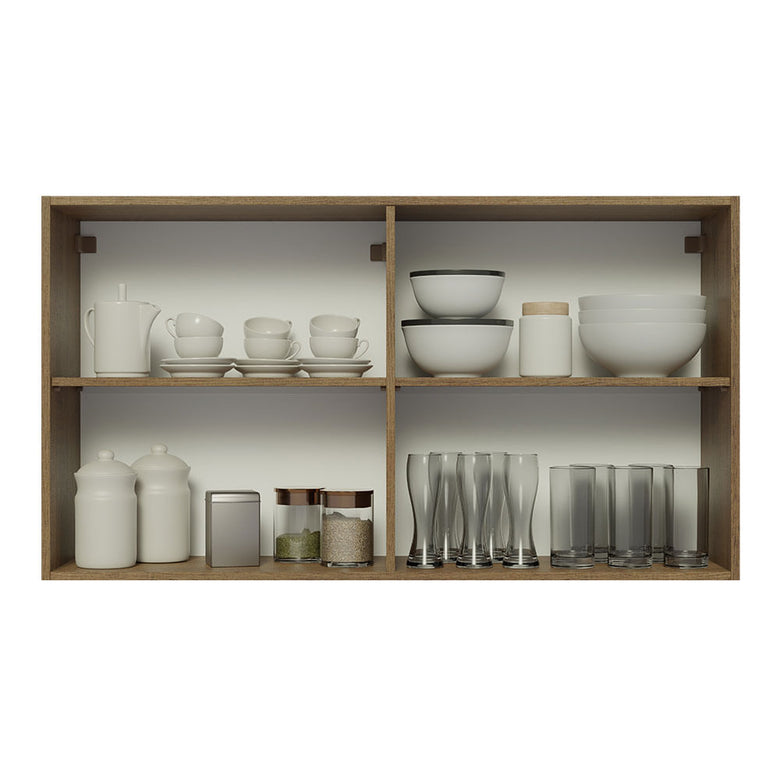 Armário Aéreo Madesa Glamy 120 cm 2 Portas Rustic/Branco