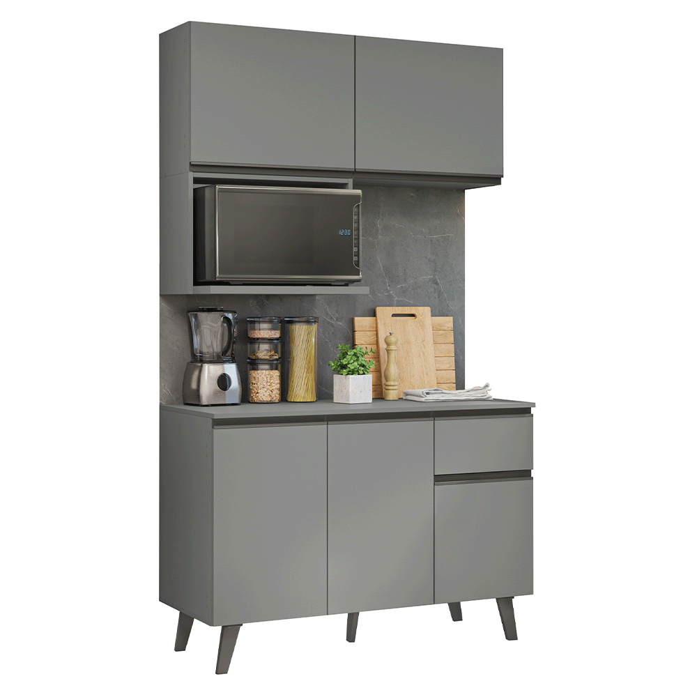 Armário de Cozinha Compacta 120 cm Cinza Nice Madesa 05 - Cinza
