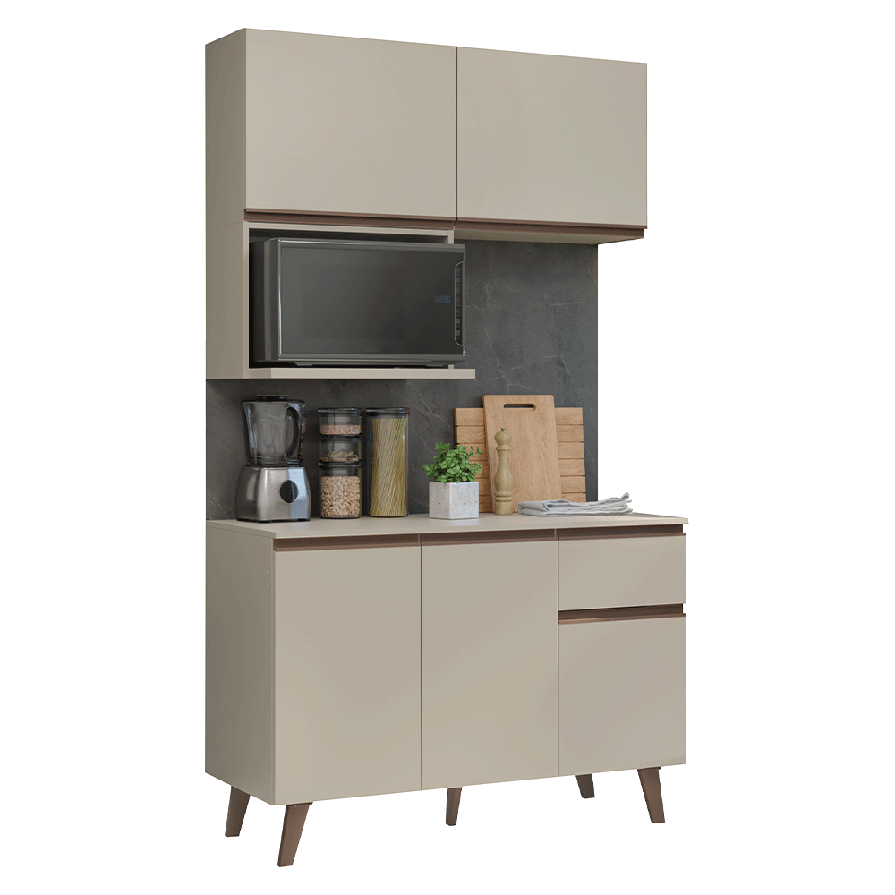 Armário de Cozinha Compacta 120 cm Crema Nice Madesa 05 - Crema
