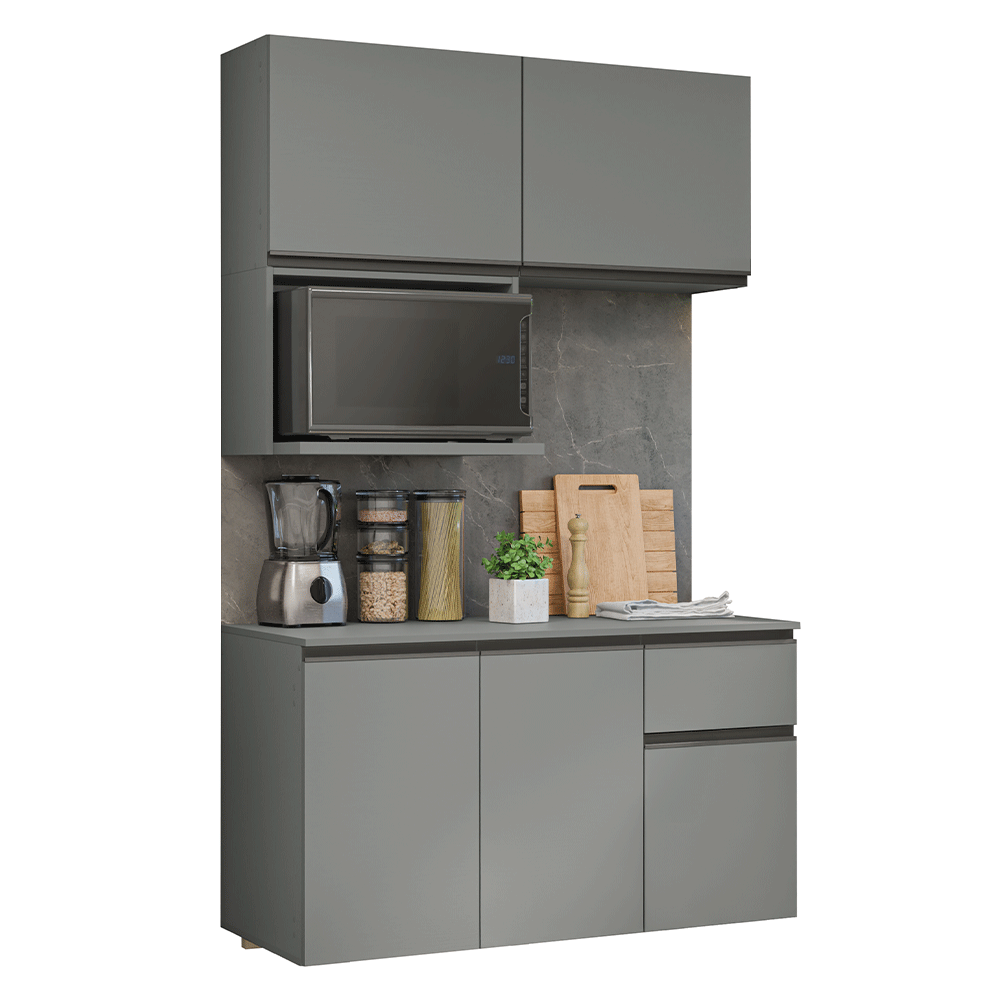 Armário de Cozinha Compacta 120 cm Suspensa Cinza Nice Madesa 06 - Cinza