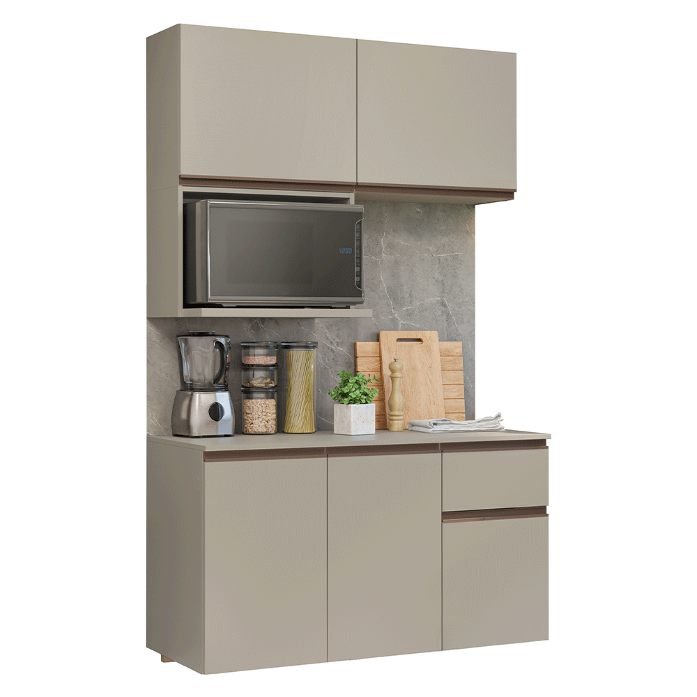 Armário de Cozinha Compacta 120 cm Suspensa Crema Nice Madesa 06 - Crema
