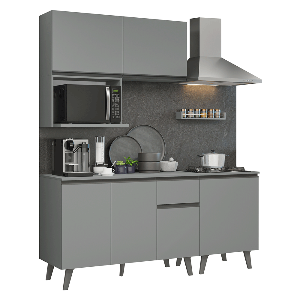 Armário de Cozinha Compacta 180 cm Cinza Nice Madesa 02 - Cinza
