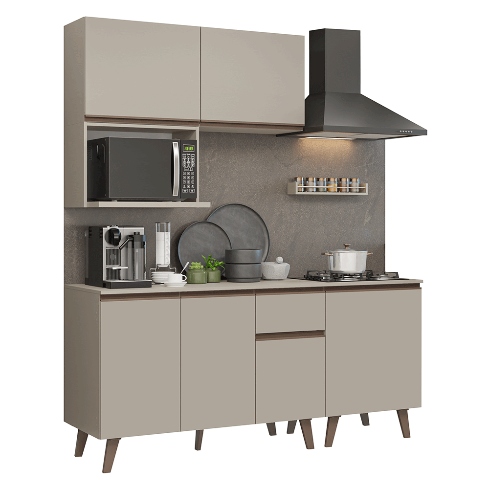 Armário de Cozinha Compacta 180 cm Crema Nice Madesa 02 - Crema