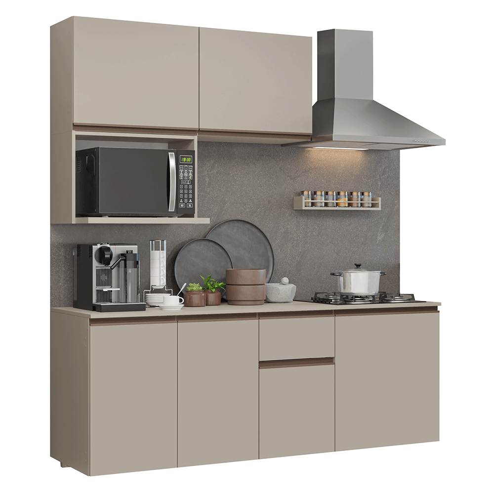 Armário de Cozinha Compacta 180 cm Suspensa Crema Nice Madesa 03 - Crema
