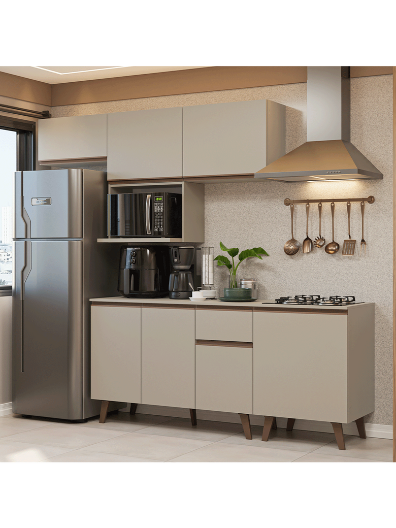 Armário de Cozinha Completa 240 cm Crema Nice Madesa 06