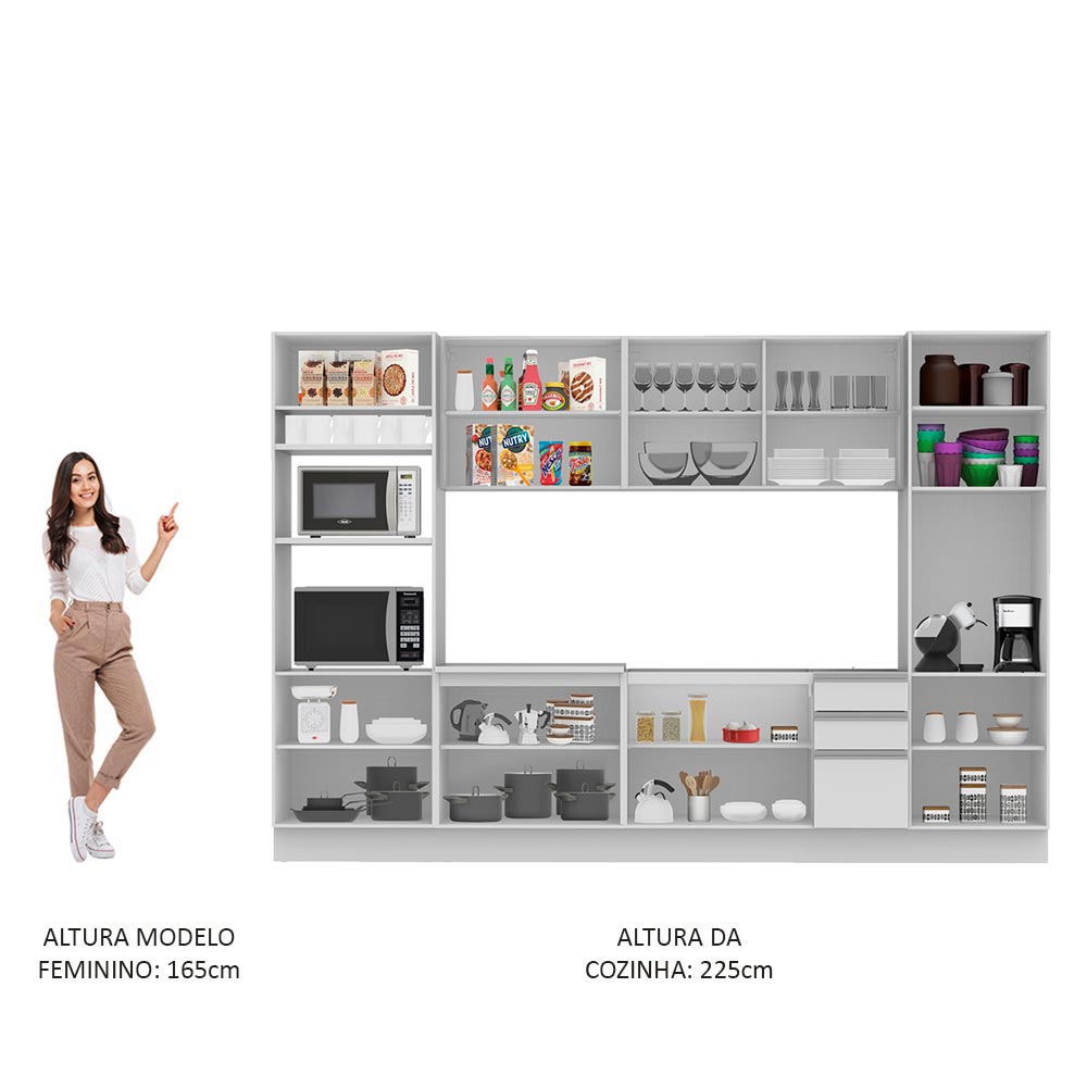 Armário de Cozinha Completa 330cm Branco Olimpia Madesa 02