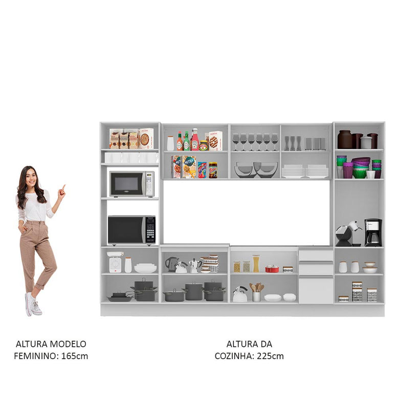 Armário de Cozinha Completa 330cm Branco Olimpia Madesa 02