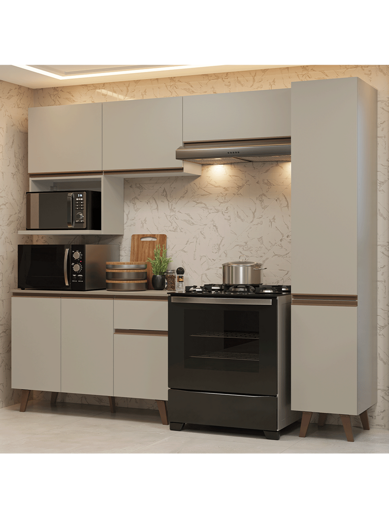 Armário de Cozinha Completa 240 cm Crema Nice Madesa 08