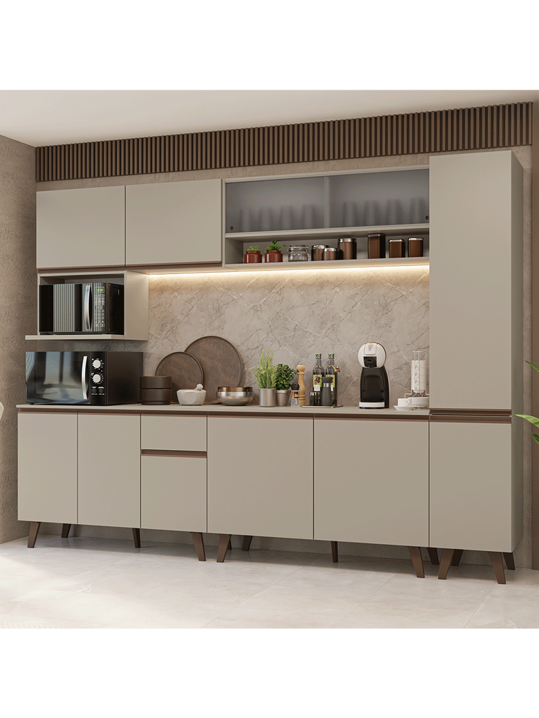 Armário de Cozinha Completa 280 cm Crema Nice Madesa 02