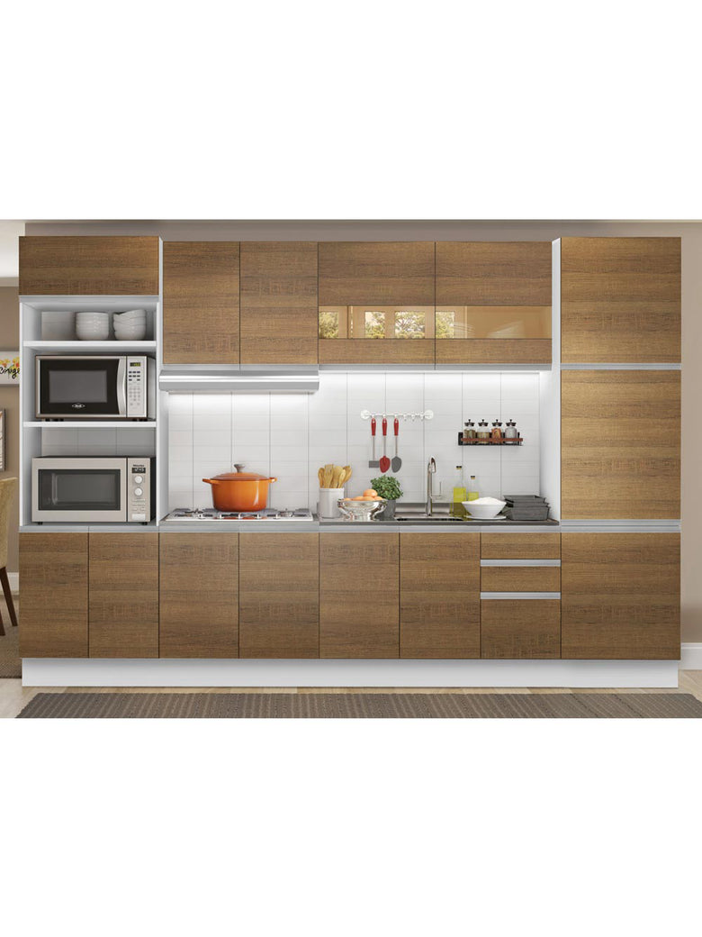 Armário de Cozinha Completa 330cm Branco/Rustic Olimpia Madesa 02